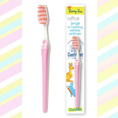 Funny Zoo small brush head custom soft bristle children kids toothbrush for sensitive teeth