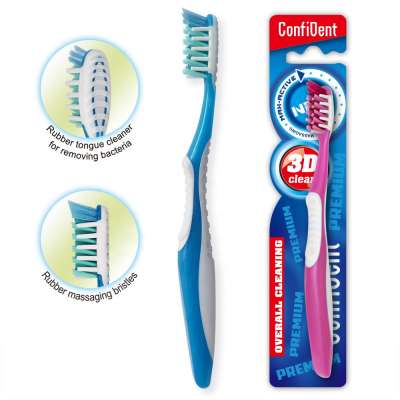 Wholesale adult teeth whitening massage bristles plastic manual toothbrush with logo