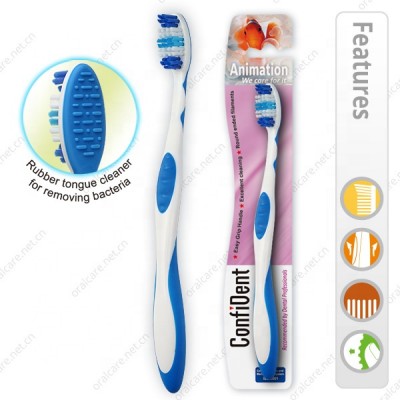 Daily use individually wrapped adult teeth whitening toothbrush with tongue cleaner