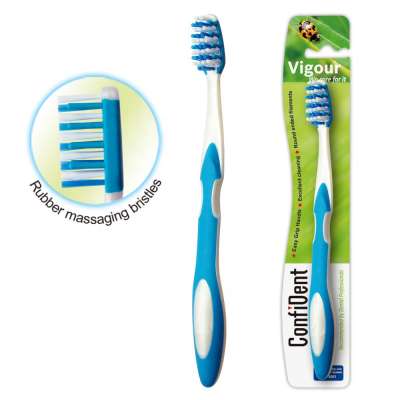 Eco Friendly rubber handle oem mould custom plastic toothbrush with massage bristles