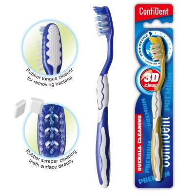 Fashion design denture oem custom rubber plastic toothbrush with massage bristles